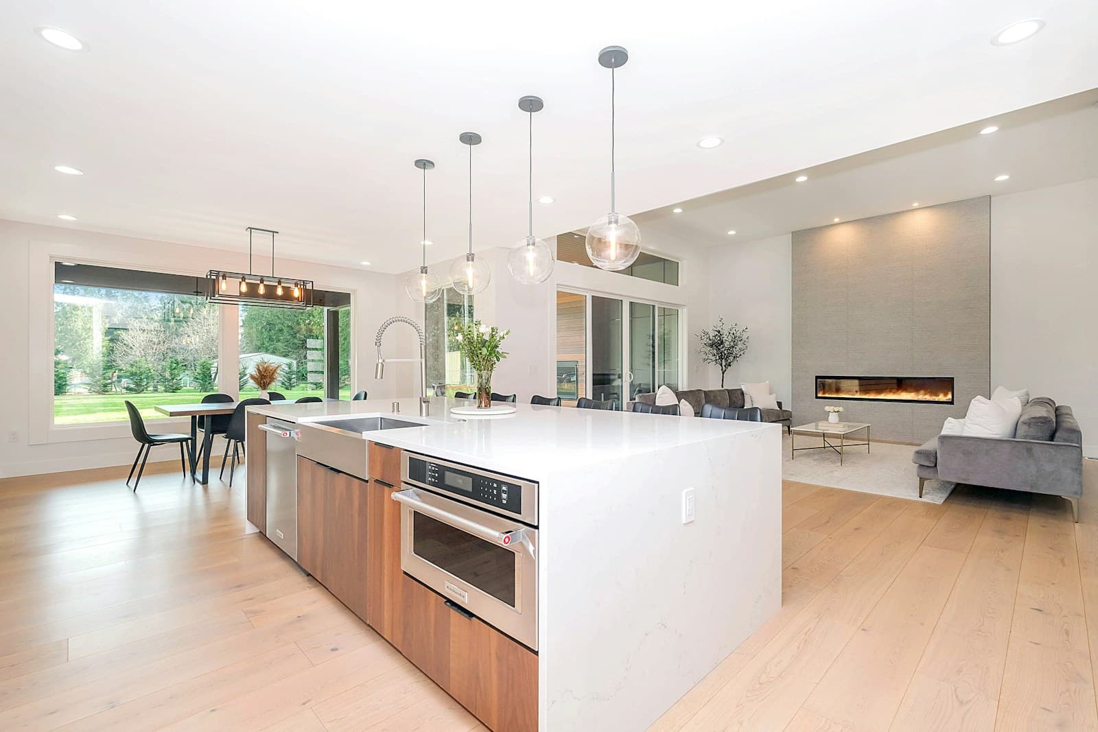 Custom luxury kitchen with professional range hood and island